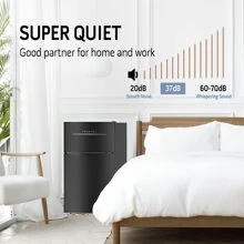 Mini Fridge with Frezzer,3.2 Cu.Ft Mini Fridge for Bedroom,Small Refrigerators,2 Door Compact Refrigerator 37dB Quiet,7-Settings Mechanical Thermostat,LED Lights for Dorm, Office, Apartment - 黑色 - 查看 8
