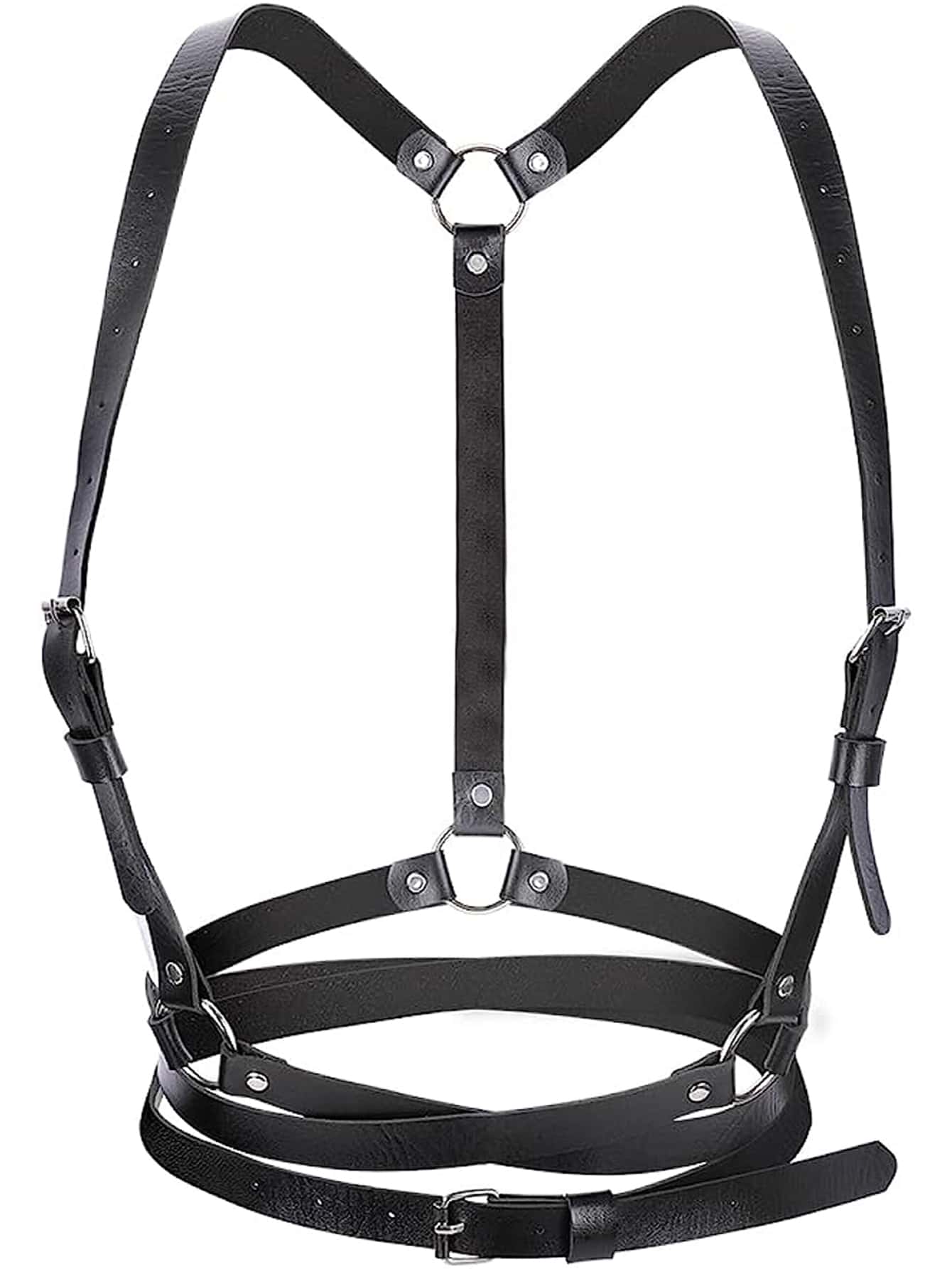 1入組女性時尚PU皮革腰皮帶身體克制背帶節日服飾 - 黑色 - 查看 1