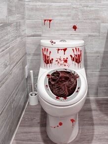 Miếng Dán Nhà Vệ Sinh Zombie Đầu Lâu Kinh Dị, Nhãn Dán Dấu Tay Máu Chống Nước Tự Dính Trang Trí Halloween Cho Tiệc Lễ Hội, Nhãn Dán Nắp Bồn Cầu, 11.61x9.65 Inch - Nhiều màu - Xem 8