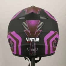 1pc Black-purple Motorcycle Helmet, Compatible With Off-road And Racing Motorcycles - Black - View 4