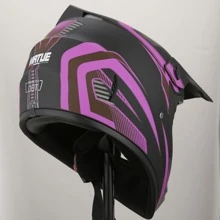 1pc Black-purple Motorcycle Helmet, Compatible With Off-road And Racing Motorcycles - Black - View 5