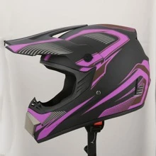 1pc Black-purple Motorcycle Helmet, Compatible With Off-road And Racing Motorcycles - Black - View 1