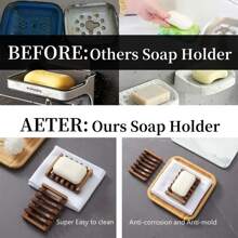 1pc Wooden Soap Dish To Enhance Shower Effect - Pine Wood Self-Draining Soap Holder For Bathroom Sink And Handmade Soap Home Bathroom Decor Summer Back To School