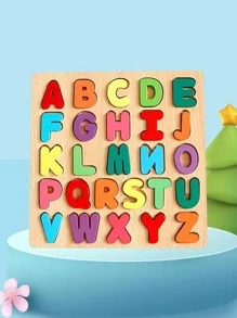 1入組數字形狀拼圖，手抓板搭配26個字母並組成積木玩具