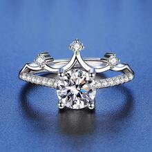 1枚925银简约时尚1克拉莫桑比克石榴石戒指，别致个性开口戒指，适合日常佩戴 - 銀色 - 查看 8