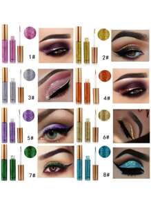10 Colors Liquid Glitter Eyeliner, Metallic Glitter Eyeshadow Pigment, Glitter Waterproof Face & Lip Art For Party & Festival Makeup - 1 Set - 查看 4