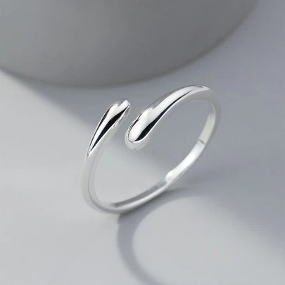 HuooNew 1pc 925 Sterling Silver Open Ring Jewelry, Unisex Design