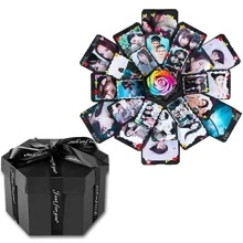 1pc Hexagon Explosion Gift Box Diy Photo Album, Lover Scrapbooking Memory Gift Box - Black - View 1