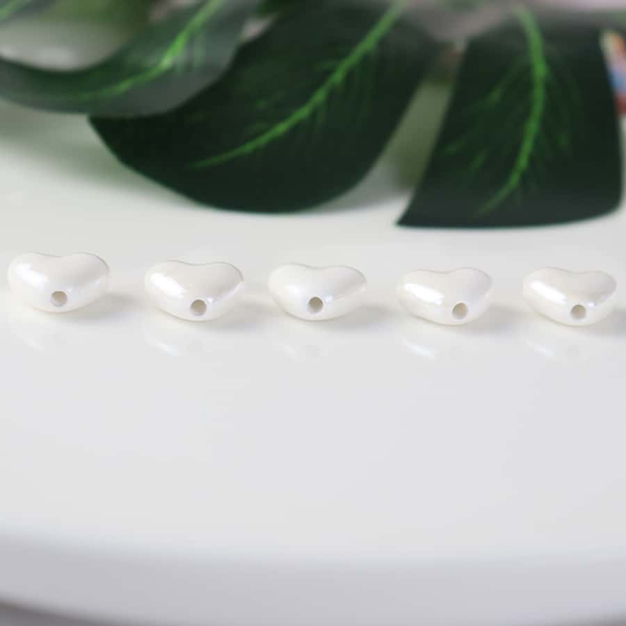 5 cái/bộ 15 màu Thời trang Hình trái tim Hạt DIY Đối với phụ nữ Để làm đồ trang sức DIY - trắng - Xem 1