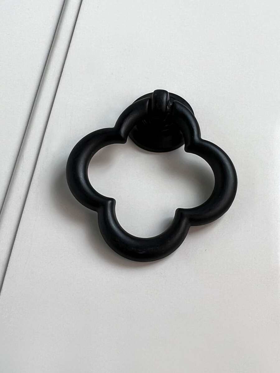 1pc Black Single Hole Zinc Alloy Drawer/cabinet Pull Handle With A Simple Design - Black - View 1