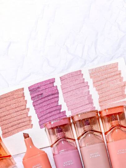 4pcs Sparkling Fluorescent Pen Set, For Students To Mark And Highlight In Notebooks