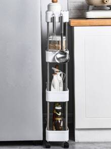 1 pièce Chariot utilitaire à 3/4 étages sur roulettes, étagère de stockage mobile, étagère de rangement pour cuisine, salle de bain, étroite, pour faire glisser, étagère pour salon