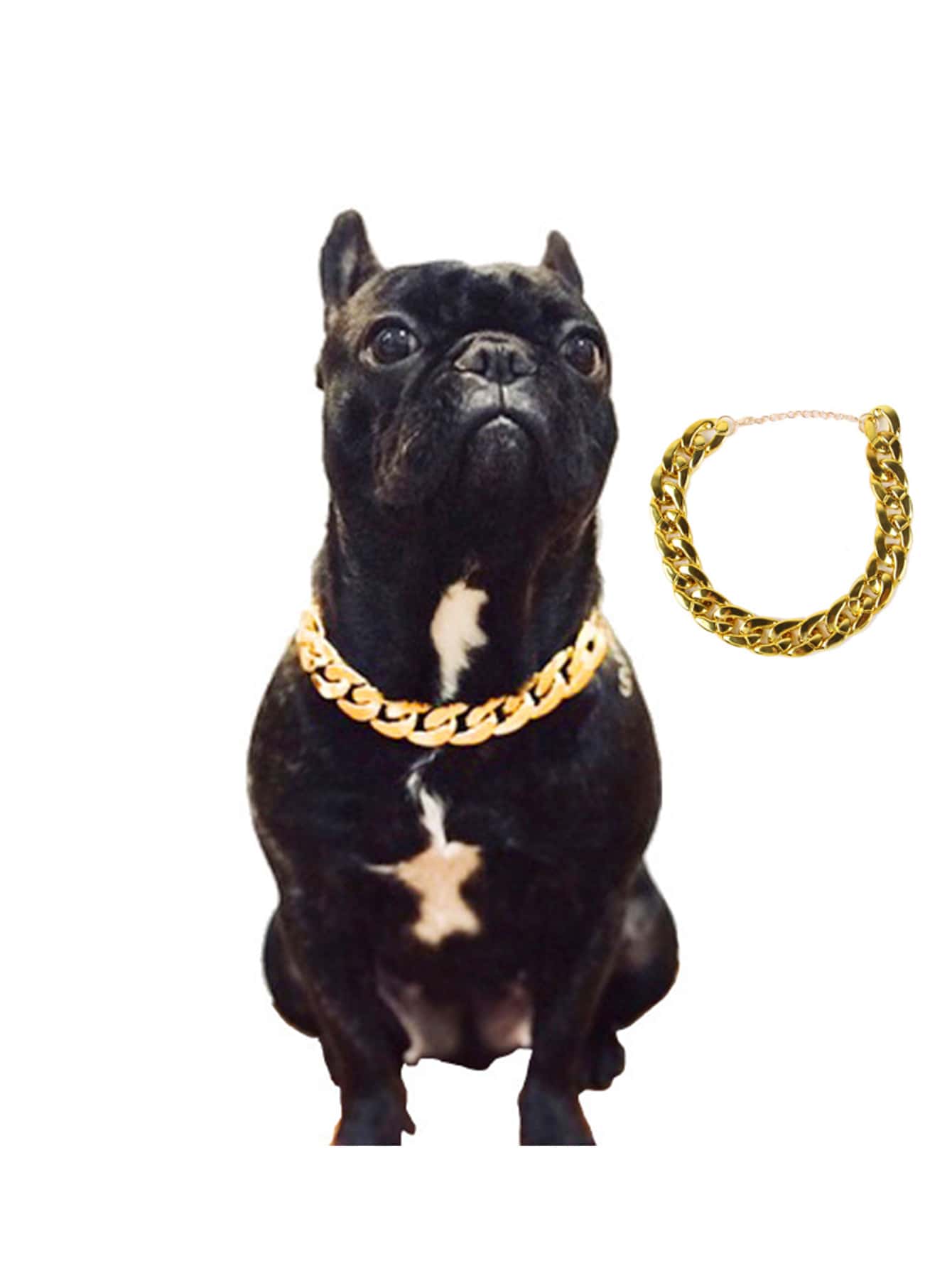 1pc Gold Chain Dog Collar,for Small And Medium Sized Dogs,pet Necklace Accessory Decoration - Gold - View 1