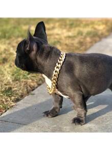 1pc Gold Chain Dog Collar,for Small And Medium Sized Dogs,pet Necklace Accessory Decoration - Gold - View 4