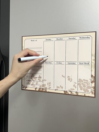 1 件装米色磁性周计划器冰箱磁铁备忘记事本适用于冰箱黑板装饰最佳礼物