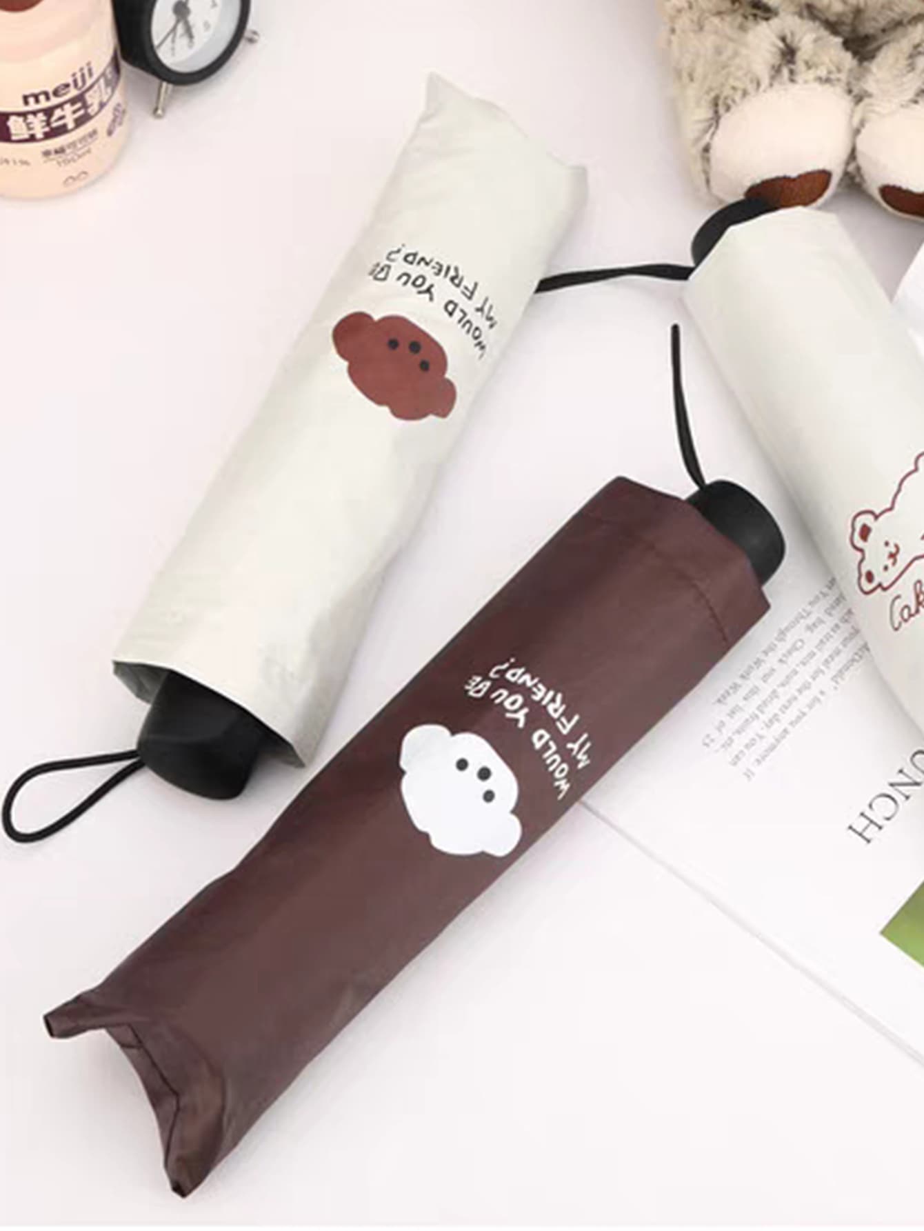 1入組可愛狗狗設計太陽雨傘,可折疊輕便防紫外線保護適用於下雨&晴天天,ins風格 - 彩色 - 查看 1