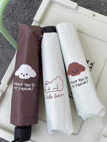 1入組可愛狗狗設計太陽雨傘,可折疊輕便防紫外線保護適用於下雨&晴天天,ins風格 - 彩色 - 查看 2