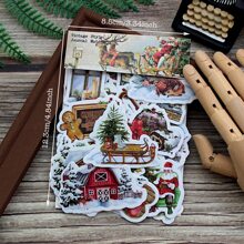 40入組復古聖誕貼紙切貼紙系列成套工具適用於剪貼簿項目 - 彩色 - 查看 5