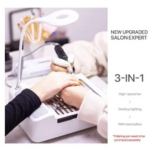 Colector De Polvo Para Uñas Con Lámpara Led Para Uñas Acrílicas, Extractor De Polvo Para Uñas Potente Con Ventilador De Succión Y Limpiador De Vacío Para Herramienta De Manicura De Uñas De Perforación Para Uñas Acrílicas Y Extensiones De Uñas De Gel