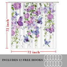 Cortina de ducha con estampado de mariposa - Morado - Ver 6