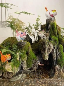 Conjunto de 9 piezas de miniaturas de gatos monísimos en paisajes para el hogar y jardín con figurillas adorables de gatitos para regalo de cumpleaños de animalitos para decoración de hogar y jardín - Multicolor - Ver 7