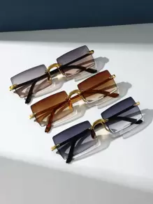 3pcs Women's Fashionable Rimless Square Plastic Sunglasses Sunglasses Beach Sun Glasses Beach Accessories For Women Sun Glasses Sunglasses Shades Fashionable Shade Elegant Outfit Family Outings Travel Vacation Holiday For Summer Beach Vacation,Outdoor,Travel - Nhiều màu - Xem 2