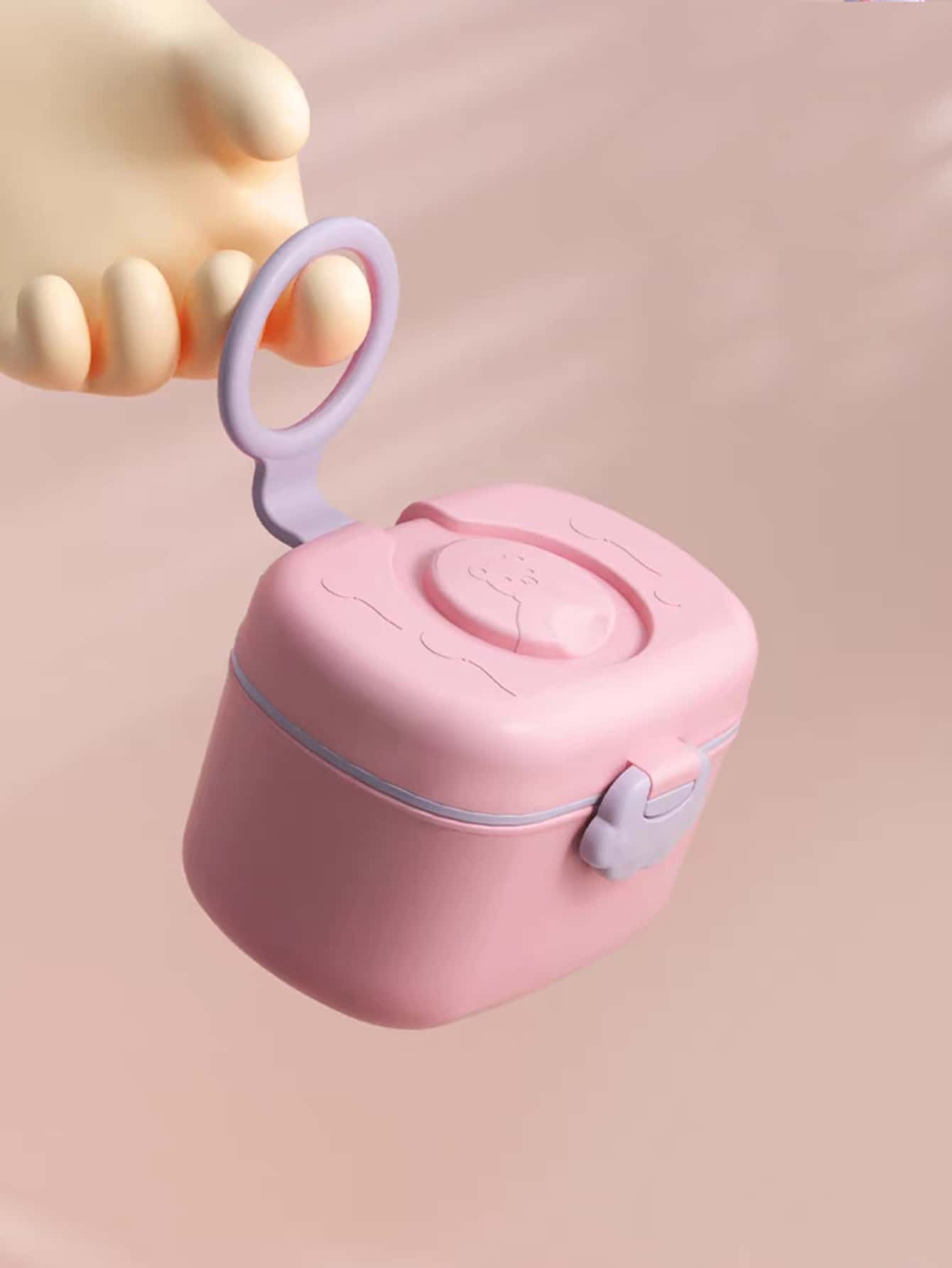 1pc Portable Baby Formula Dispenser With Moisture-proof Lid For Outdoor Use, Storage Container For Baby Food - Pink - View 1