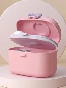 1pc Portable Baby Formula Dispenser With Moisture-proof Lid For Outdoor Use, Storage Container For Baby Food - Pink - View 2