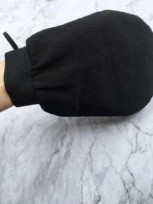1pc Black Shower Glove Massage Exfoliating Bath Cloth On Both Sides With Soap Pocket - Black - View 3
