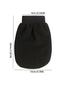 1pc Black Shower Glove Massage Exfoliating Bath Cloth On Both Sides With Soap Pocket - Black - View 2