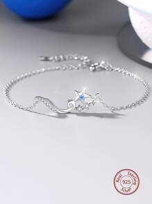 S925純銀手環適合女士,獨特設計時尚銀首飾類禮品適用於女朋友