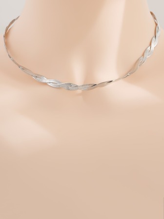 1入組簡約風雙層編織柔軟的蛇骨銅鎖骨項鍊適合女士,禮品