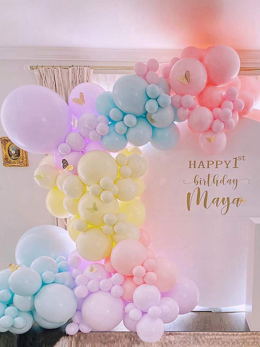 162pcs Pastel Blue Pink Balloon Garland Kit 1st Kids Boy Girl Birthday Party Decorations Baby Shower Balloons Arch Set Gender Reveal Christening Baptism Decor Supplies - Multicolor - View 1