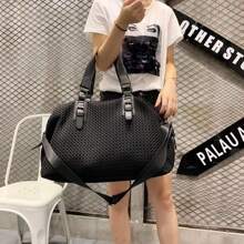 Lightweight & Spacious Duffel Bag - Perfect for Travel & Gym with Zipper Dots Embossed Design - Black - View 11