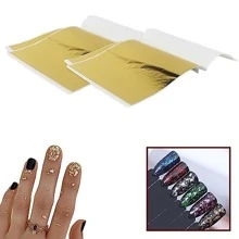 100入組9cm*9cm仿金/銀/鋁箔紙銅箔閃片工藝金屬葉紙,適用於diy指彩藝術、復活節裝飾和金漆工藝 - 金色 - 查看 3