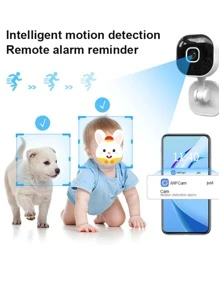 1pc Pet Monitoring Camera With Night Vision Function, Suitable For Home Pet Safety Supervision - Black and White - View 5