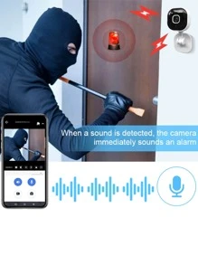 1pc Pet Monitoring Camera With Night Vision Function, Suitable For Home Pet Safety Supervision - Black and White - View 7