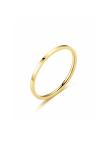 1pc Simple And Slim Titanium Steel Ring, Unisex Joint Ring Jewelry Gift With 2mm Polished Band Width - Gold - View 4