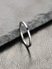 1 件钛钢简约窄戒指，别致品质纯色女士关节戒指，校园时尚百搭指环，情人节精美珠宝配饰腕饰，时尚可爱 2 毫米光滑戒指，妈妈，母亲，母亲节，礼物 - 銀色 - 查看 2