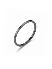 1pc Simple Titanium Steel Ring, Ladies' Adjustable Knuckle Ring, Campus Fashionable Accessory, Valentine's Day Gift,Mom,Mother,Mother's Day,Gift - Black - View 2