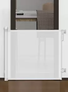 1pc Gray Adjustable Child Safety Stair Gate, 140cm Baby Fence - White - View 7