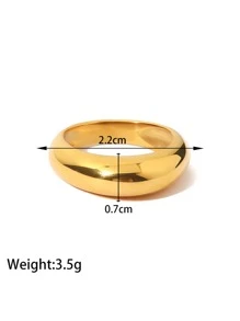 1 Máy Tính Cổ Điển Tối Giản Thép Không Gỉ Mạ Vàng 18K Nhẫn Nữ Chống Nước Xếp Chồng Lên Nhau Đeo Một Mình Làm Quà - Vàng - Xem 3