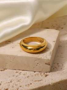 1 Máy Tính Cổ Điển Tối Giản Thép Không Gỉ Mạ Vàng 18K Nhẫn Nữ Chống Nước Xếp Chồng Lên Nhau Đeo Một Mình Làm Quà - Vàng - Xem 5