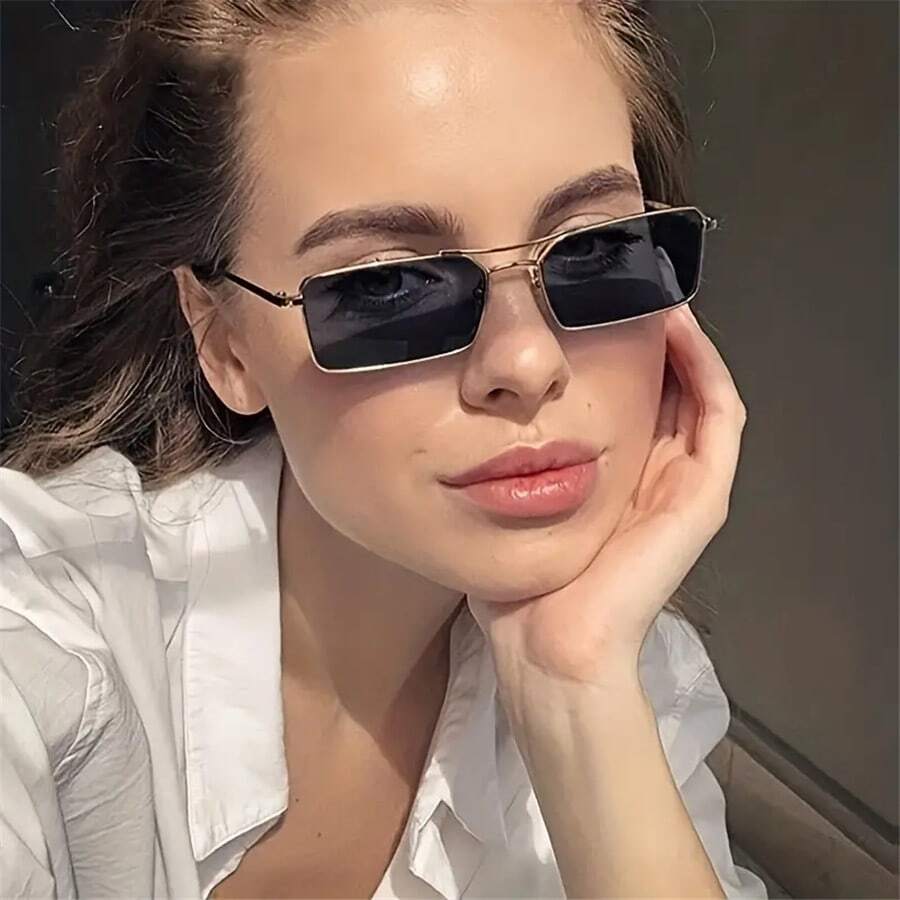 Fashionable Oversized Cat Eye Square Fashion Glasses For Women, Classic Retro Eyewear With 100% - Army Green - View 1