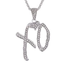 Women's Favourite Full Rhinestone Xo Necklace - Silver - View 2