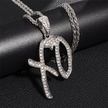Women's Favourite Full Rhinestone Xo Necklace - Silver - View 1