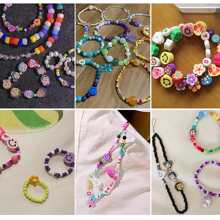 360入组水果花聚合物粘土珠子,可愛微笑心蘑菇粘土珠子適用於首飾類項鍊耳環製作,DIY手鍊製作成套工具 - 彩色 - 查看 5