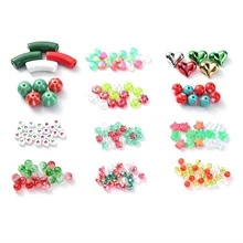聖誕珠子花圓形隔片珠子鬆動球珠子適用於DIY手環珠寶製作工藝,紅色的&綠色&白色
