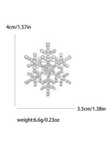 1入組鋅合金聖誕雪花形狀水鑽胸針 - 銀色 - 查看 5