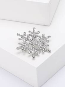 1入組鋅合金聖誕雪花形狀水鑽胸針 - 銀色 - 查看 3